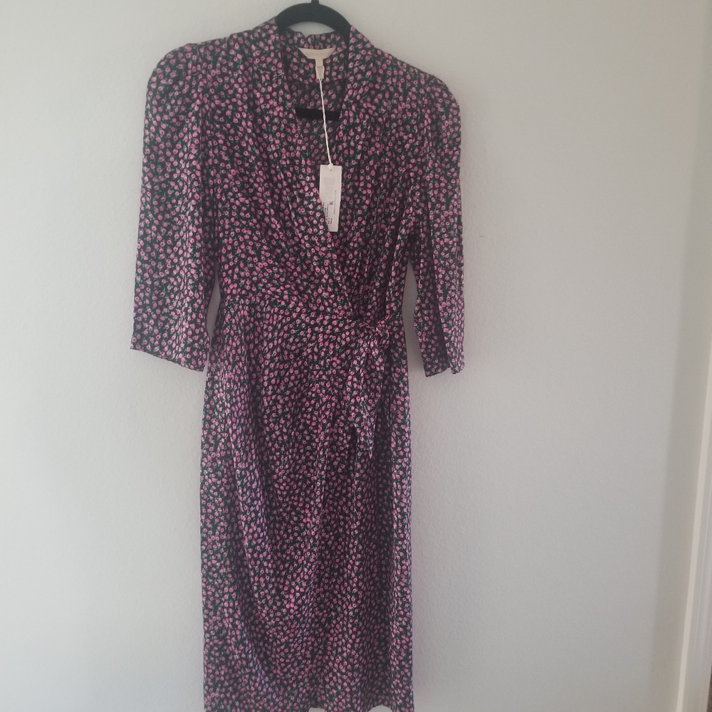 Nwt Rebecca Taylor Midi wrap floral dress 0 - Picture 2 of 11